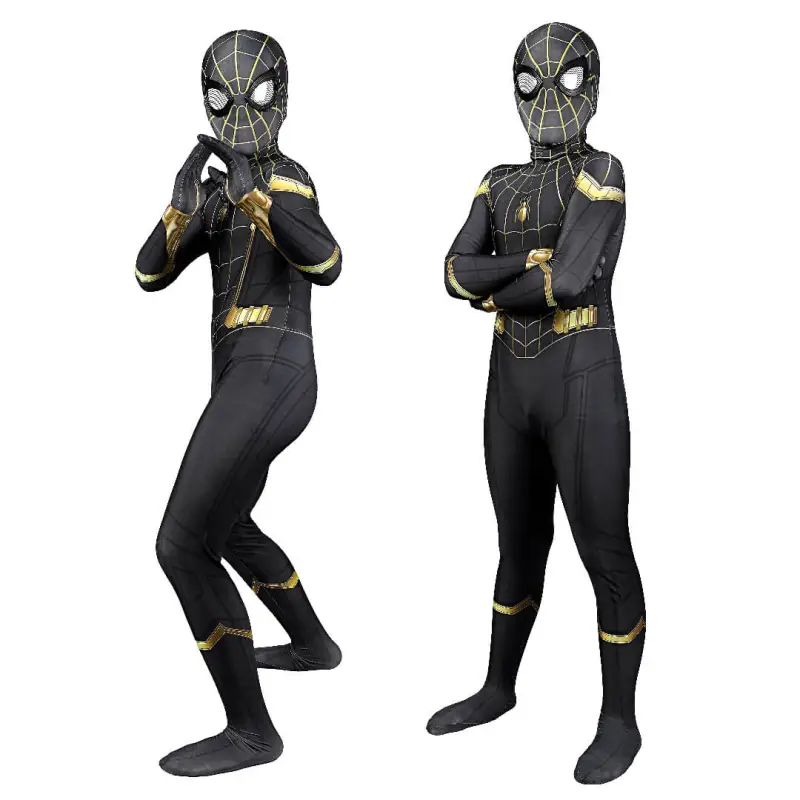 Kid's Spider-Man 3 No Way Home Peter Parker Cosplay Costume Superhero Jumpsuit Mask Takerlama