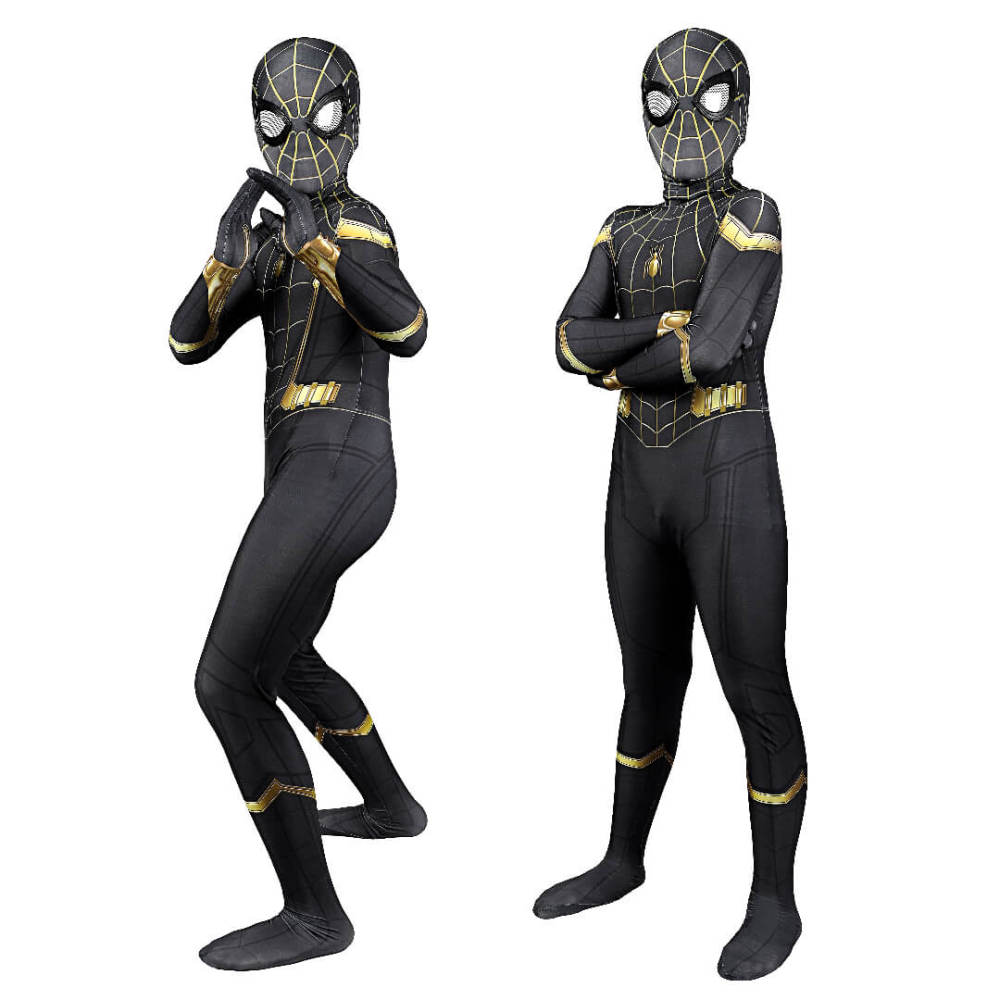Kid's Spider-Man 3 No Way Home Peter Parker Cosplay Costume Superhero Jumpsuit Mask Takerlama