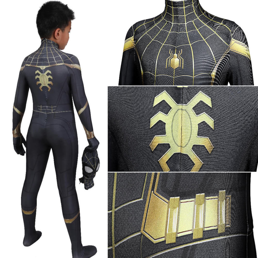Kid's Spider-Man 3 No Way Home Peter Parker Cosplay Costume Superhero Jumpsuit Mask Takerlama