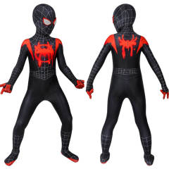 Kid's Spider-Man: Into the Spider-Verse Miles Morales Cosplay Costume Superhero Jumpsuit Mask Takerlama