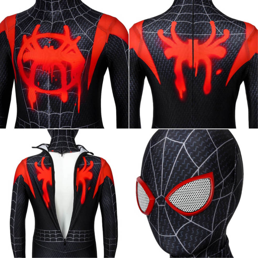 Kid's Spider-Man: Into the Spider-Verse Miles Morales Cosplay Costume Superhero Jumpsuit Mask Takerlama