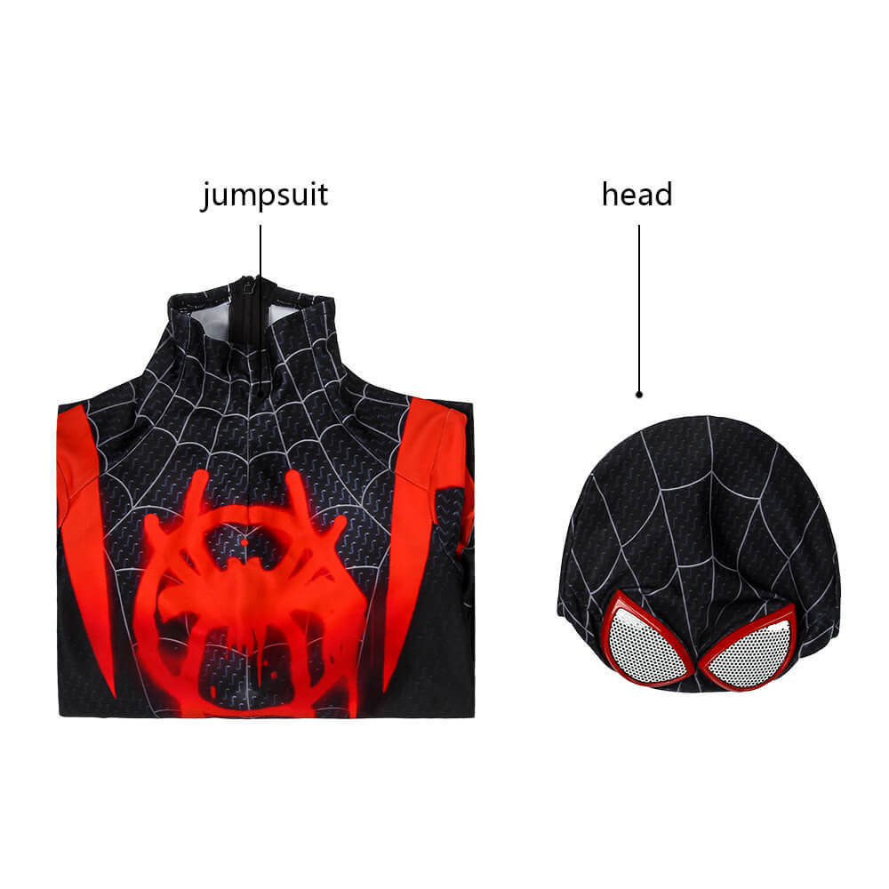 Kid's Spider-Man: Into the Spider-Verse Miles Morales Cosplay Costume Superhero Jumpsuit Mask Takerlama