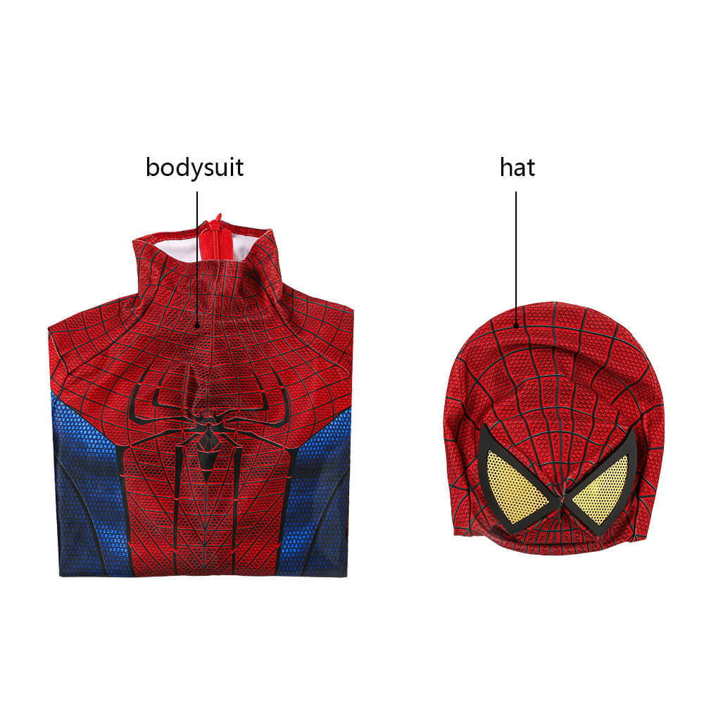 Kid's The Amazing Spider-Man Spiderman Peter Parker Cosplay Costume Superhero Jumpsuit Mask Takerlama