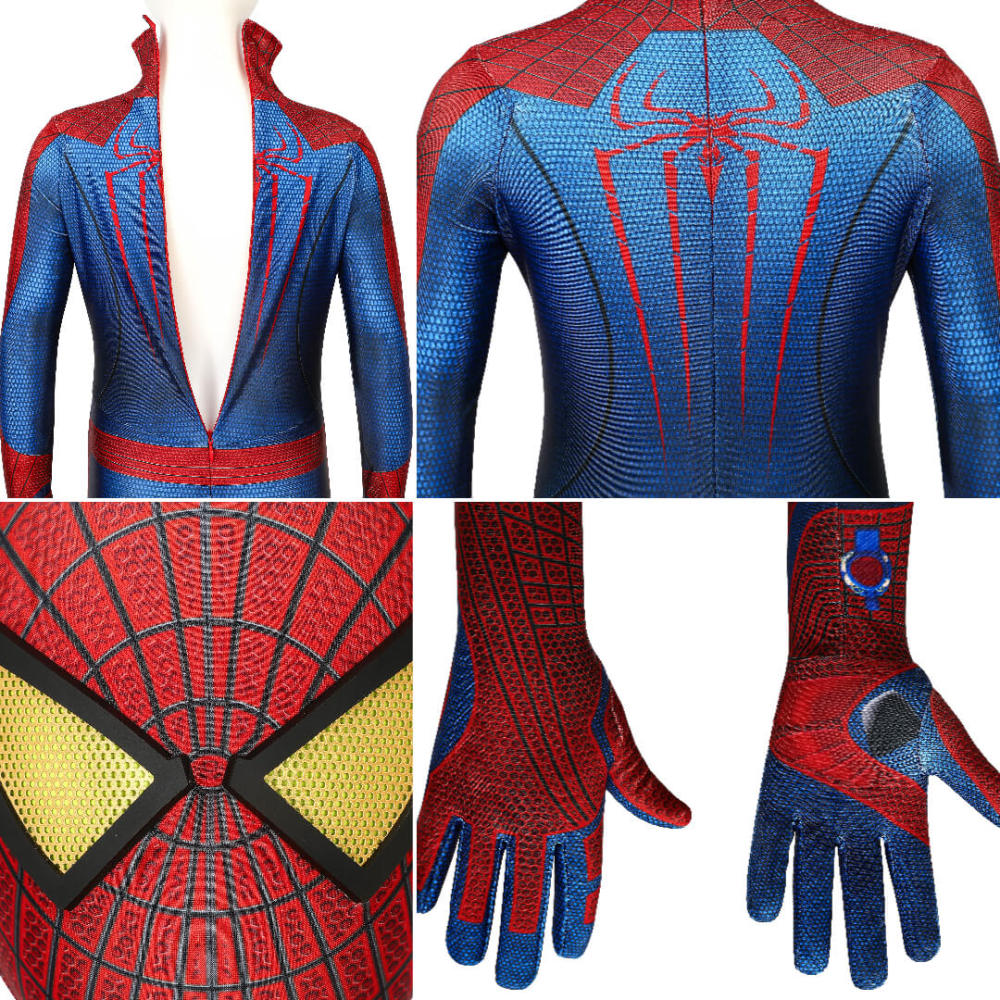 Kid's The Amazing Spider-Man Spiderman Peter Parker Cosplay Costume Superhero Jumpsuit Mask Takerlama