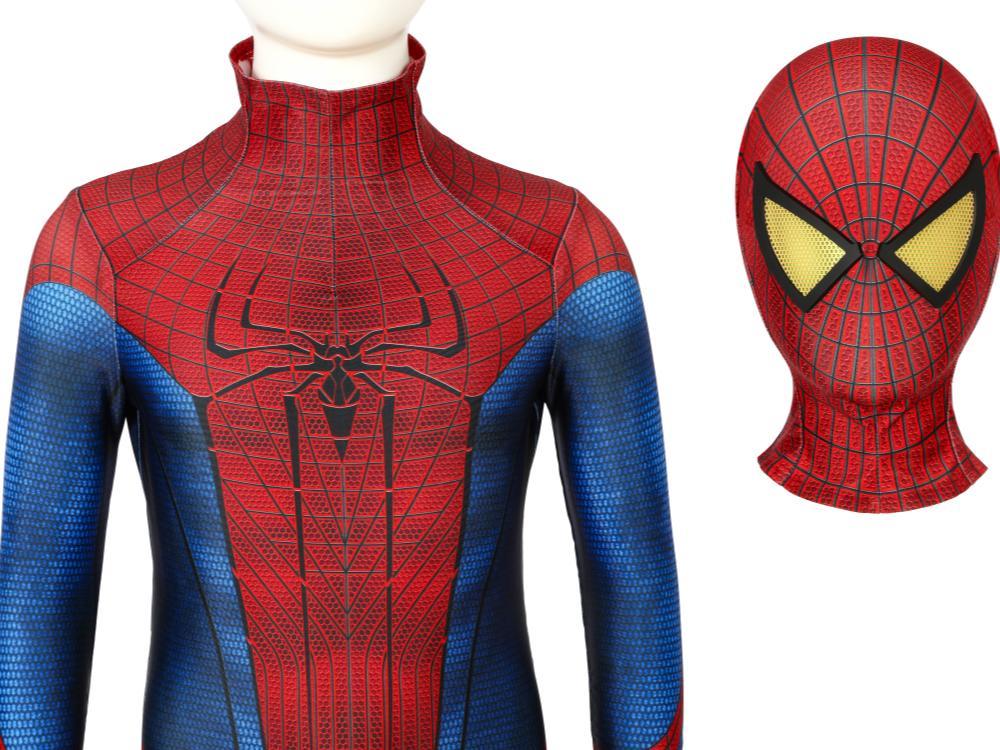 Kid's The Amazing Spider-Man Spiderman Peter Parker Cosplay Costume Superhero Jumpsuit Mask Takerlama