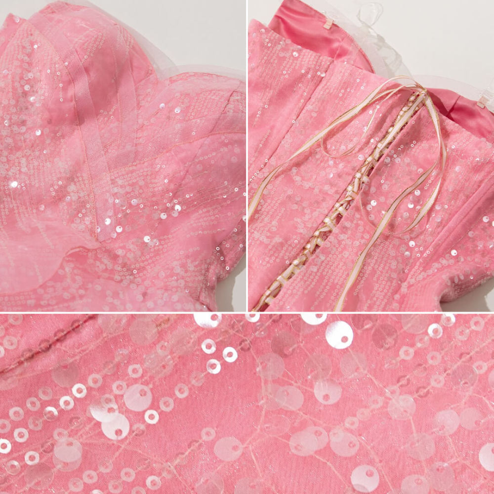 Wicked (2024) Glinda Cosplay Costume Pink Embroidered Organza Skirt Outfits Halloween Carnival Suit Takerlama