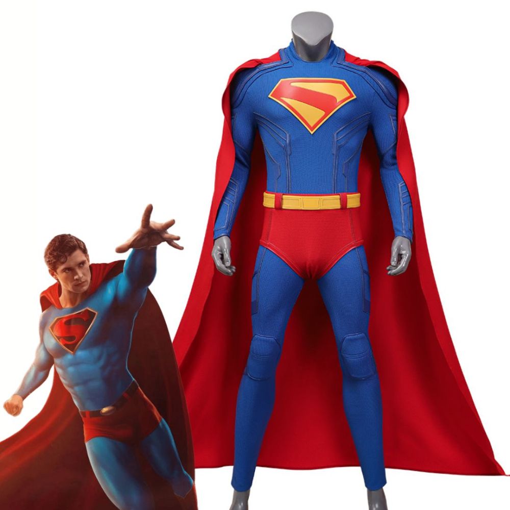 Deluxe Clark Kent Superman Halloween Cosplay Costume Movie Superman Legacy Superhero Jumpsuit Cape Shoes Takerlama