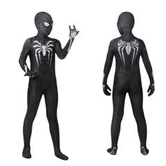 Kid's Spider-Man Miles Morales Symbiote Black Suit Marvel's SpiderMan PS5 Cosplay Costume Takerlama