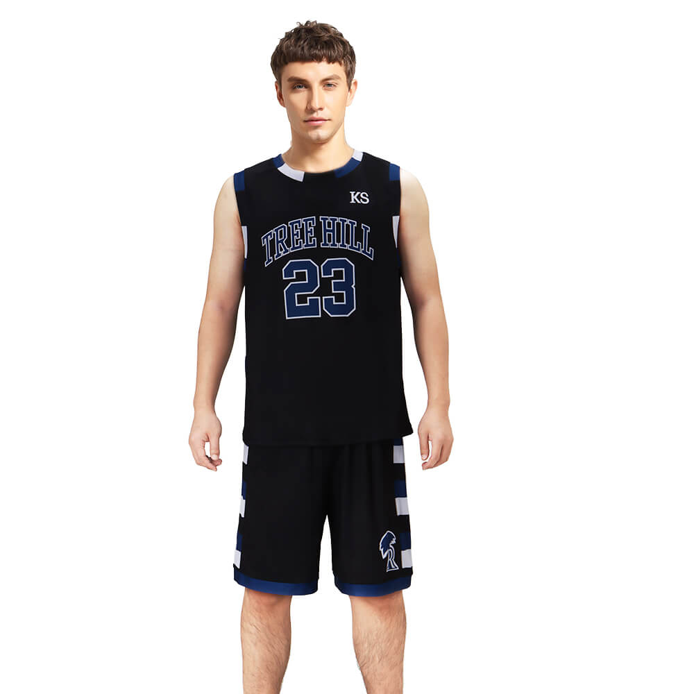 One Tree Hill Ravens Nathan Scott Basketball Jersey Black WHite