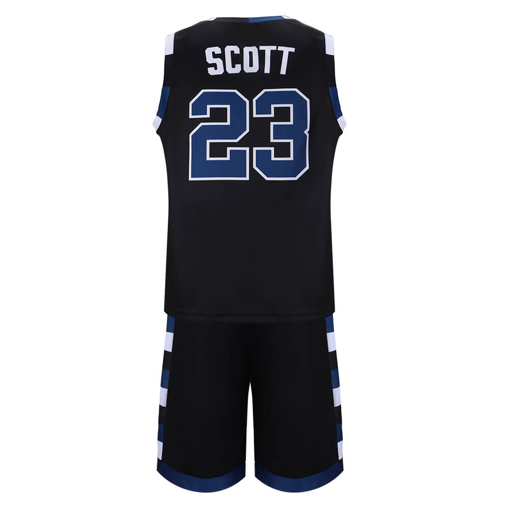 One Tree Hill Ravens Nathan Scott Basketball Jersey Black WHite