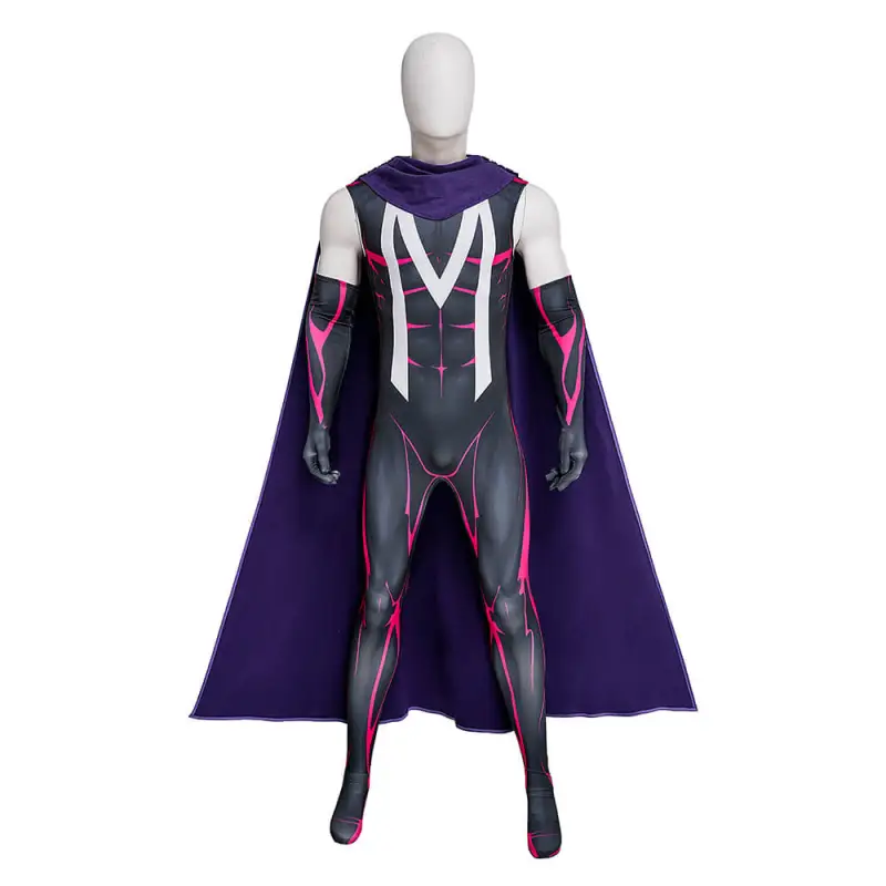 New X-Men 97 Magneto Cosplay Costume Halloween Cloak Jumpsuit Sleeves Scarf Takerlama