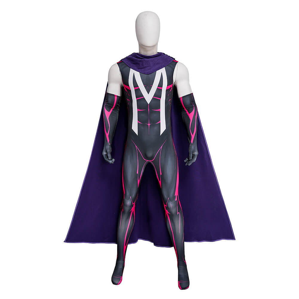 New X-Men 97 Magneto Cosplay Costume Halloween Cloak Jumpsuit Sleeves Scarf Takerlama
