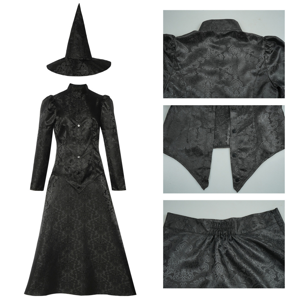 Wicked 2024 Elphaba Cosplay Costume Black Witch Fancy Dress Hat For Women Takerlama