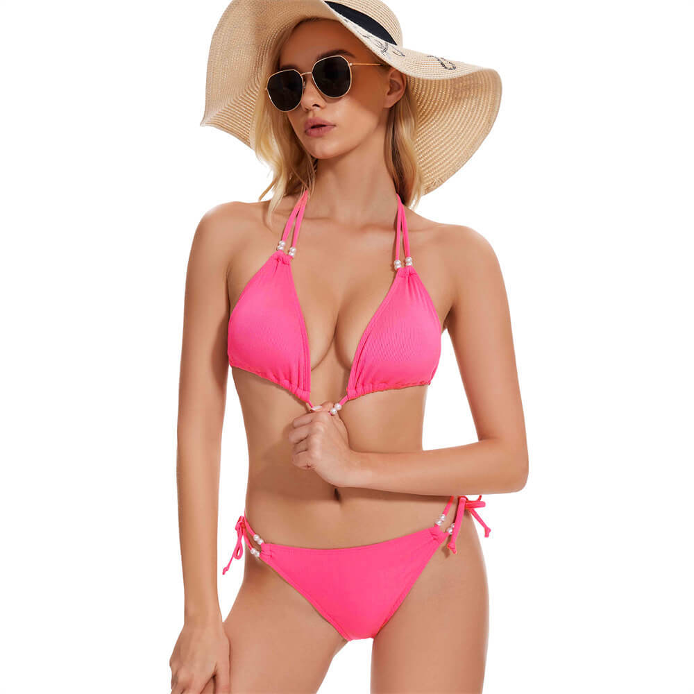 SISBATH Women's Triangle String Bikini Set Sexy Tie Side Two Piece Swimsuit Halter Bathing Suit