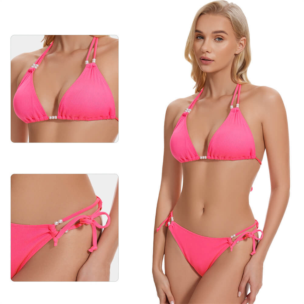 SISBATH Women's Triangle String Bikini Set Sexy Tie Side Two Piece Swimsuit Halter Bathing Suit