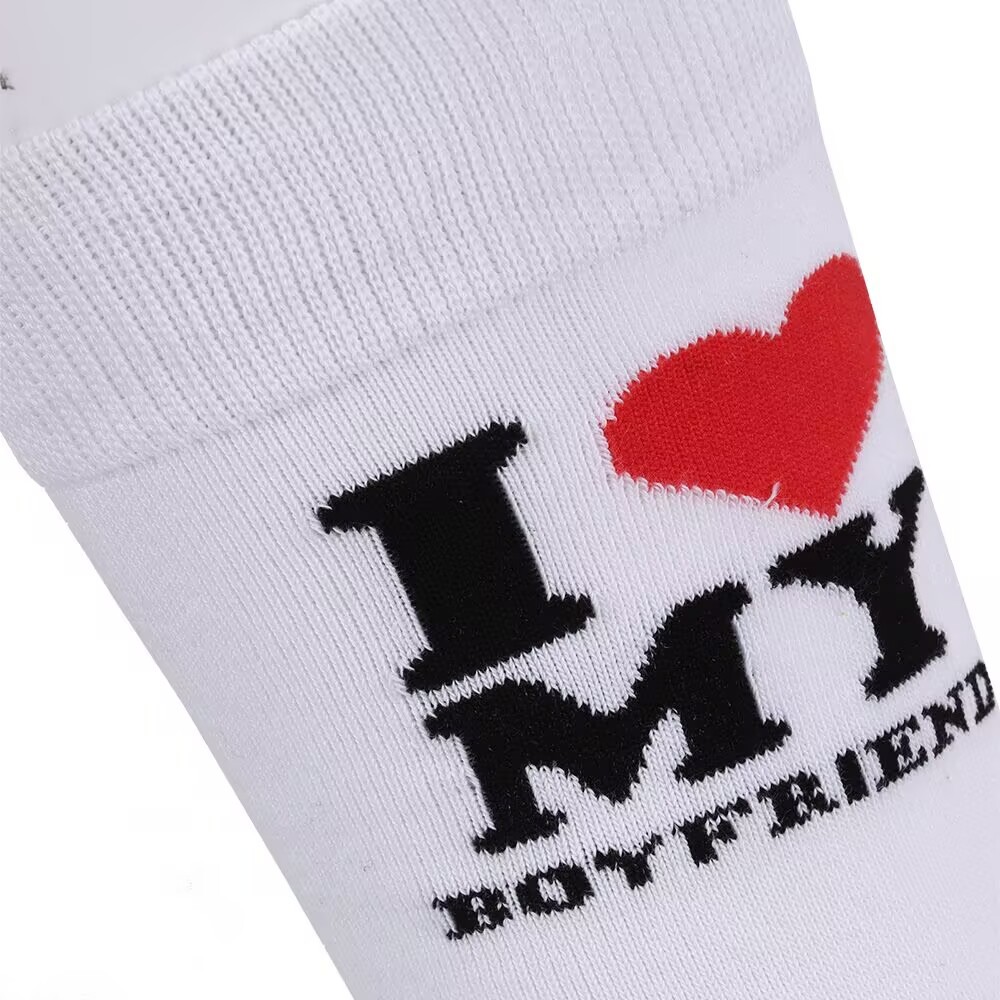 SISBATH I Love My Boyfriend Socks Cute Gifts for Girlfriend Funny Girlfriend Gift Ideas on Anniversary Valentines Day Birthday Gifts for Her