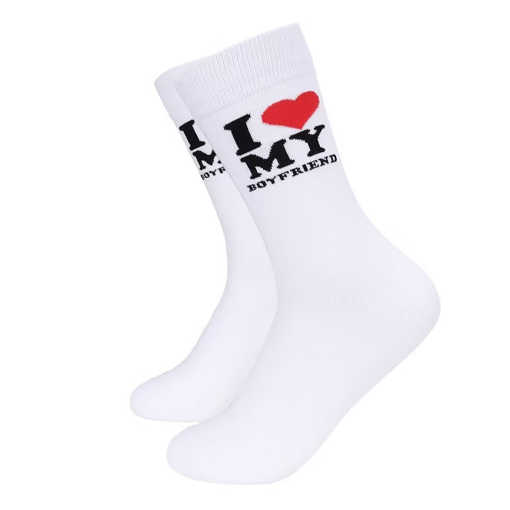 SISBATH I Love My Boyfriend Socks Cute Gifts for Girlfriend Funny Girlfriend Gift Ideas on Anniversary Valentines Day Birthday Gifts for Her