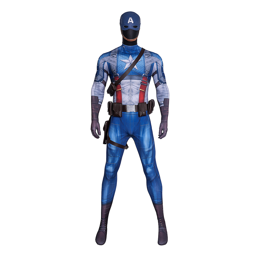 Captain America The First Avenger Steve Rogers Cosplay Costume 3D Print Superhero Jumpsuit Mask Takerlama