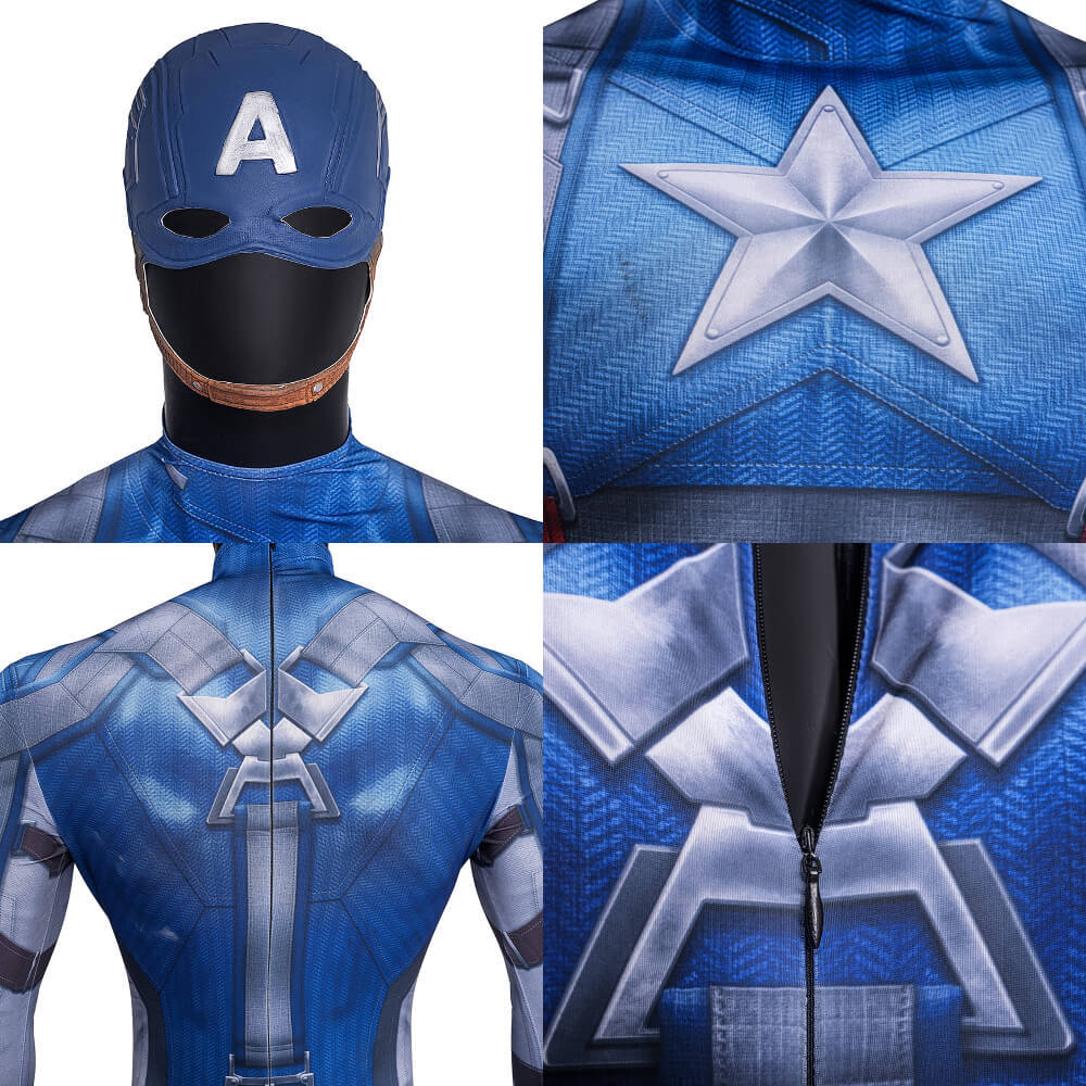 Captain America The First Avenger Steve Rogers Cosplay Costume 3D Print Superhero Jumpsuit Mask Takerlama