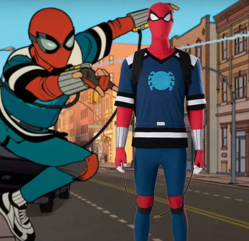Your Friendly Neighborhood Spider-Man Peter Parker Cosplay Costume Blue Jersey Takerlama