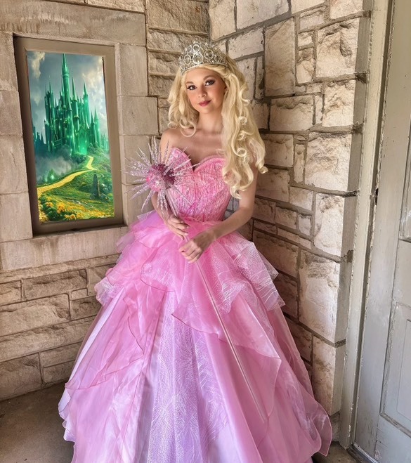 Wicked 2024 Glinda Cosplay Costume Glynda Upland Dress Pink Takerlama