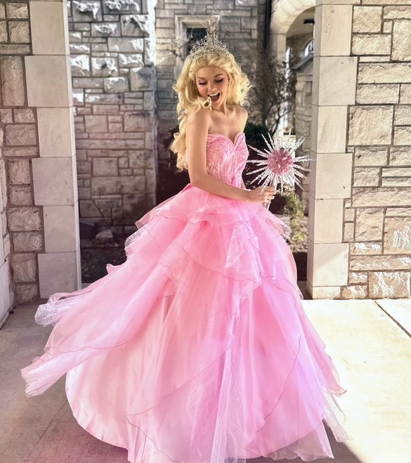 Wicked 2024 Glinda Cosplay Costume Glynda Upland Dress Pink Takerlama