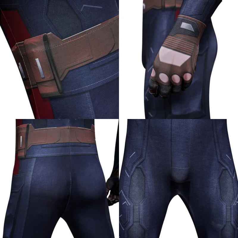 Captain America 2 The Winter Soldier Steve Rogers Jumpsuit Superhero Cosplay Costume Print Takerlama