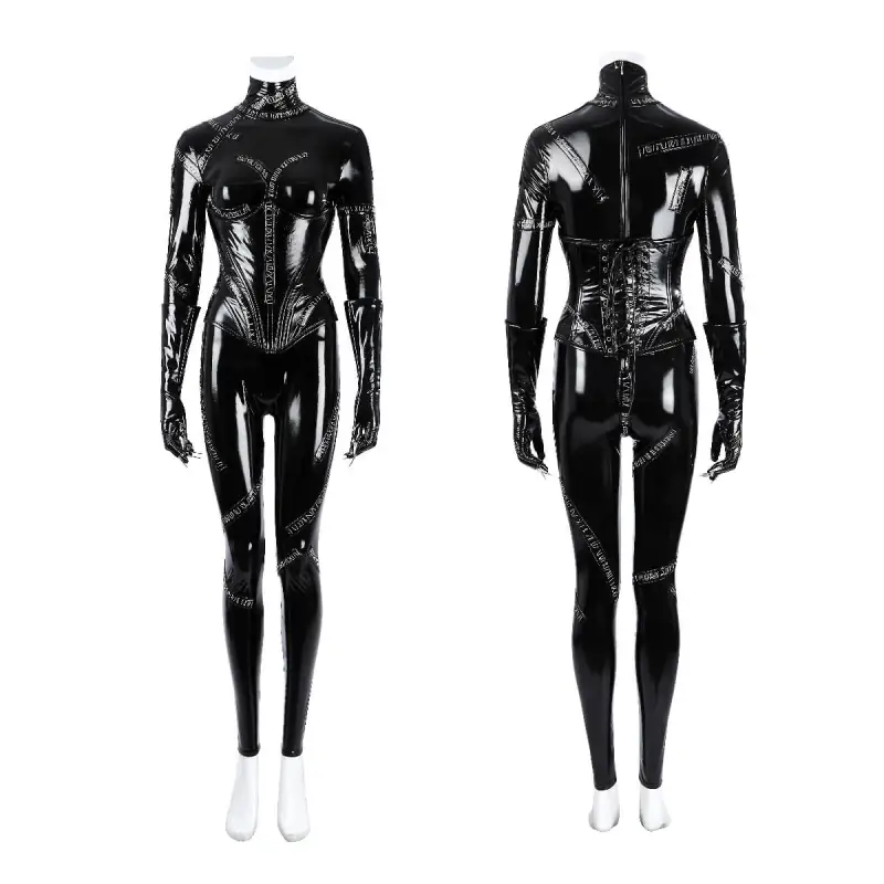 Batman Returns Catwoman Selina Kyle Cosplay Costume DC Comic Jumpsuit Mask Takerlama