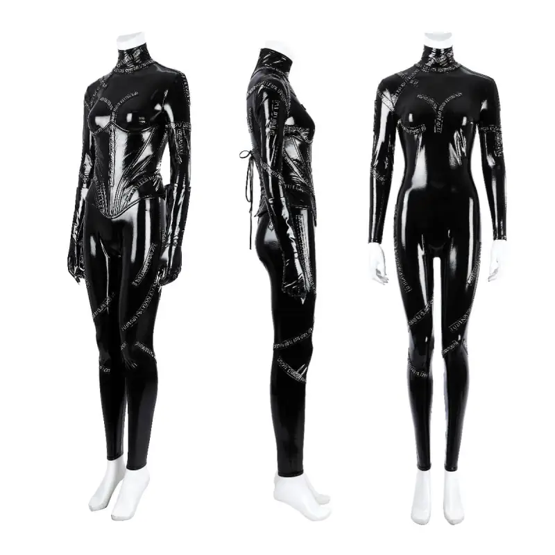 Batman Returns Catwoman Selina Kyle Cosplay Costume DC Comic Jumpsuit Mask Takerlama