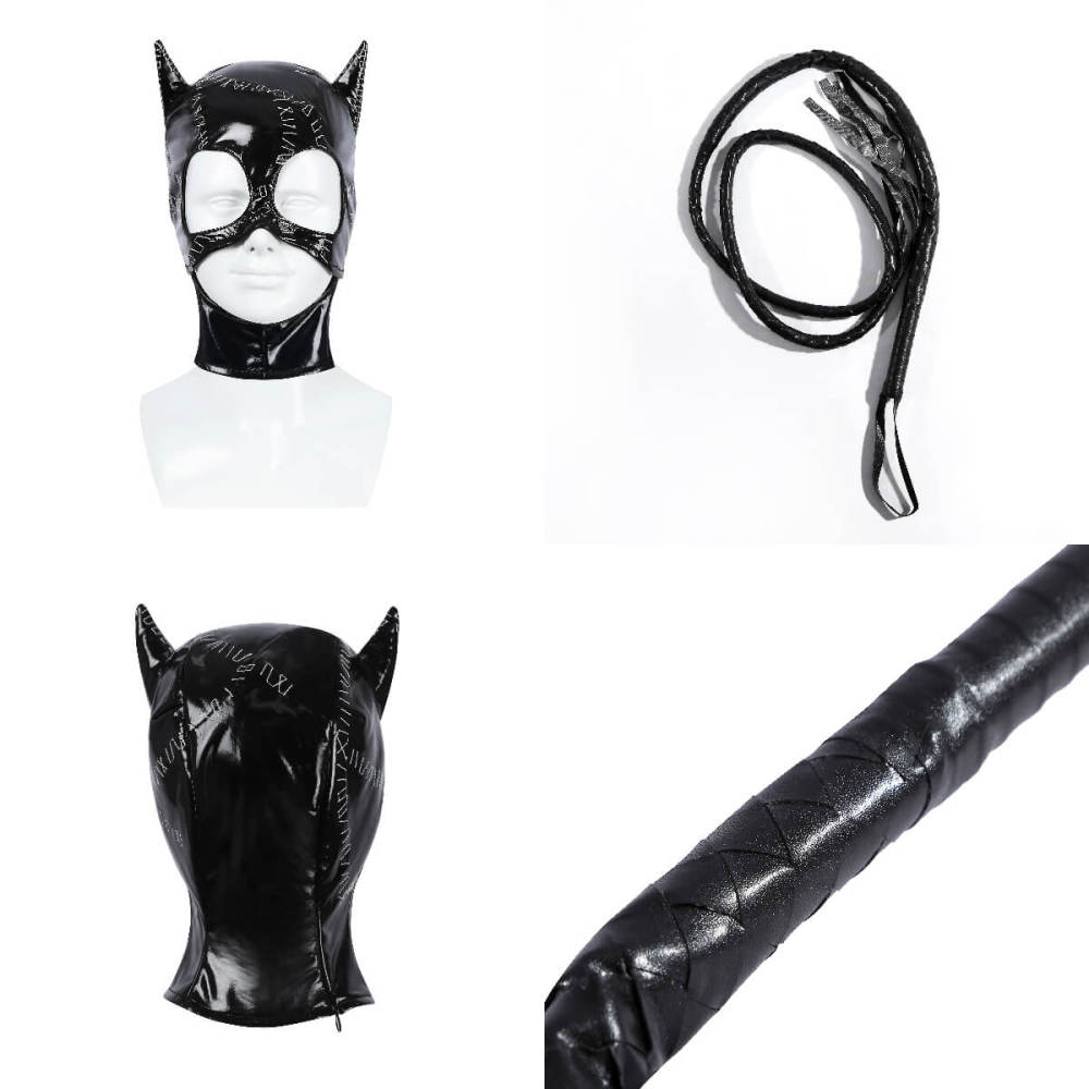 Batman Returns Catwoman Selina Kyle Cosplay Costume DC Comic Jumpsuit Mask Takerlama