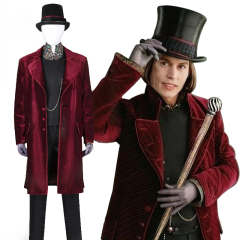 Wonka 2023 Charlie and the Chocolate Factory Willy Wonka Halloween Red Cosplay Costume Timothee Chalamet Suit