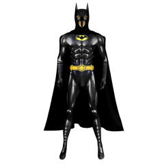 Movie 1989 Michael Keaton Cosplay Costume Superhero Jumpsuit Mask Takerlama