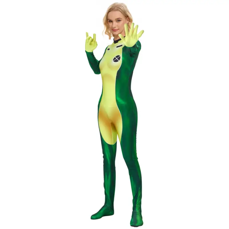 X-Men Rogue Cosplay Costume Bodysuit Halloween Party Fancy Dress Takerlama