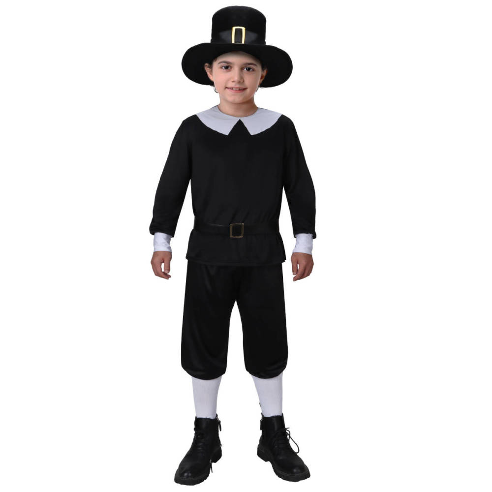 Boys First Pilgrim Cosplay Costume Colonial Times Uniform Gift Takerlama