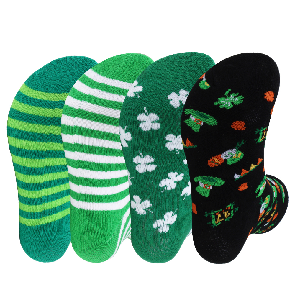 St. Patrick's Day Socks 4 Pairs Green Shamrock Clover Socks Festival Holidays Gifts Takerlama