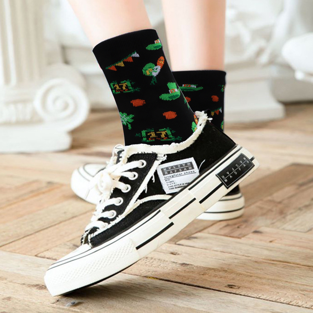 St. Patrick's Day Socks 4 Pairs Green Shamrock Clover Socks Festival Holidays Gifts Takerlama