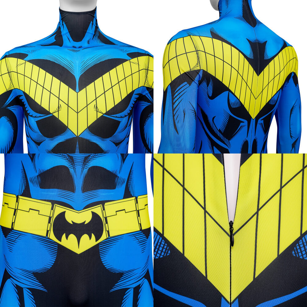 New Titans Nightwing Cosplay Costume Superhero Halloween Jumpsuit Blue Takerlama
