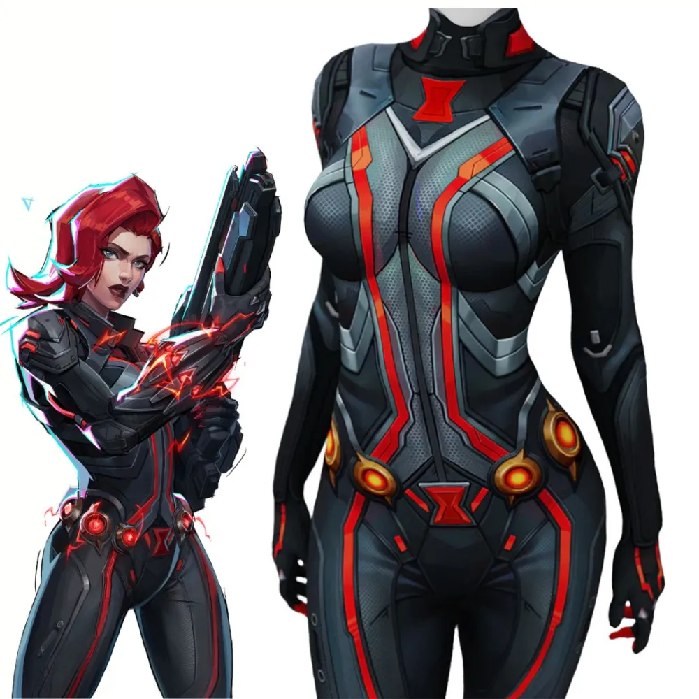 Marvel Rivals Black Widow Cosplay Costume Jumpsuit Takerlama