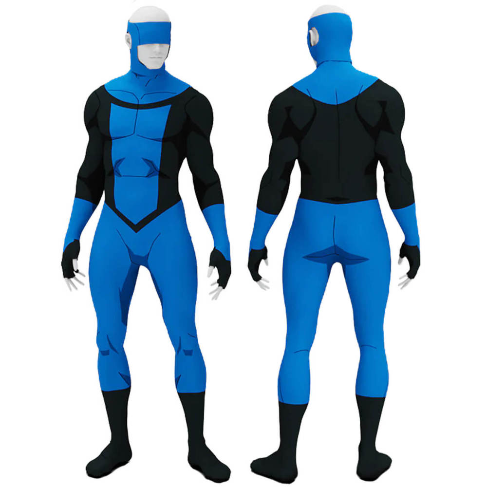 Invincible Season 3 Mark Grayson Cosplay Costume Superhero Blue Jumpsuit Mask Takerlama