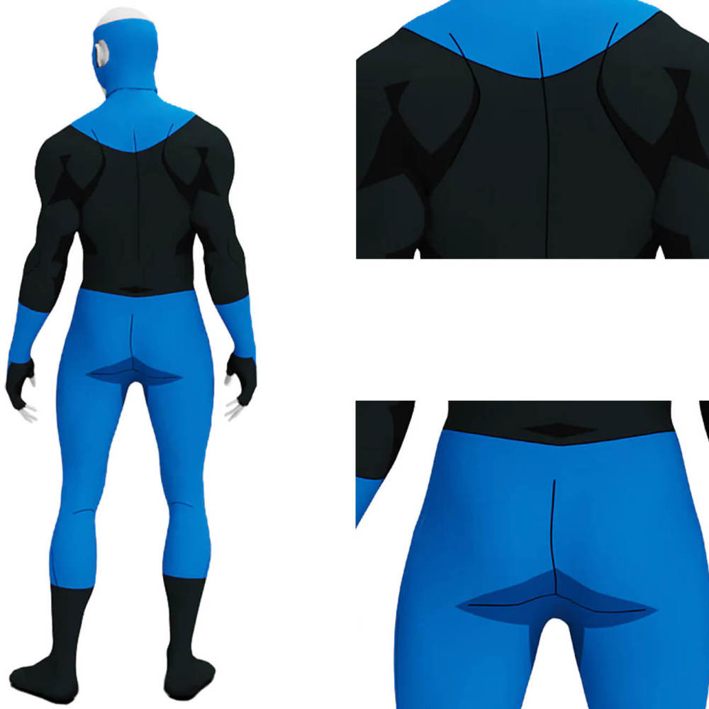 Invincible Season 3 Mark Grayson Cosplay Costume Superhero Blue Jumpsuit Mask Takerlama
