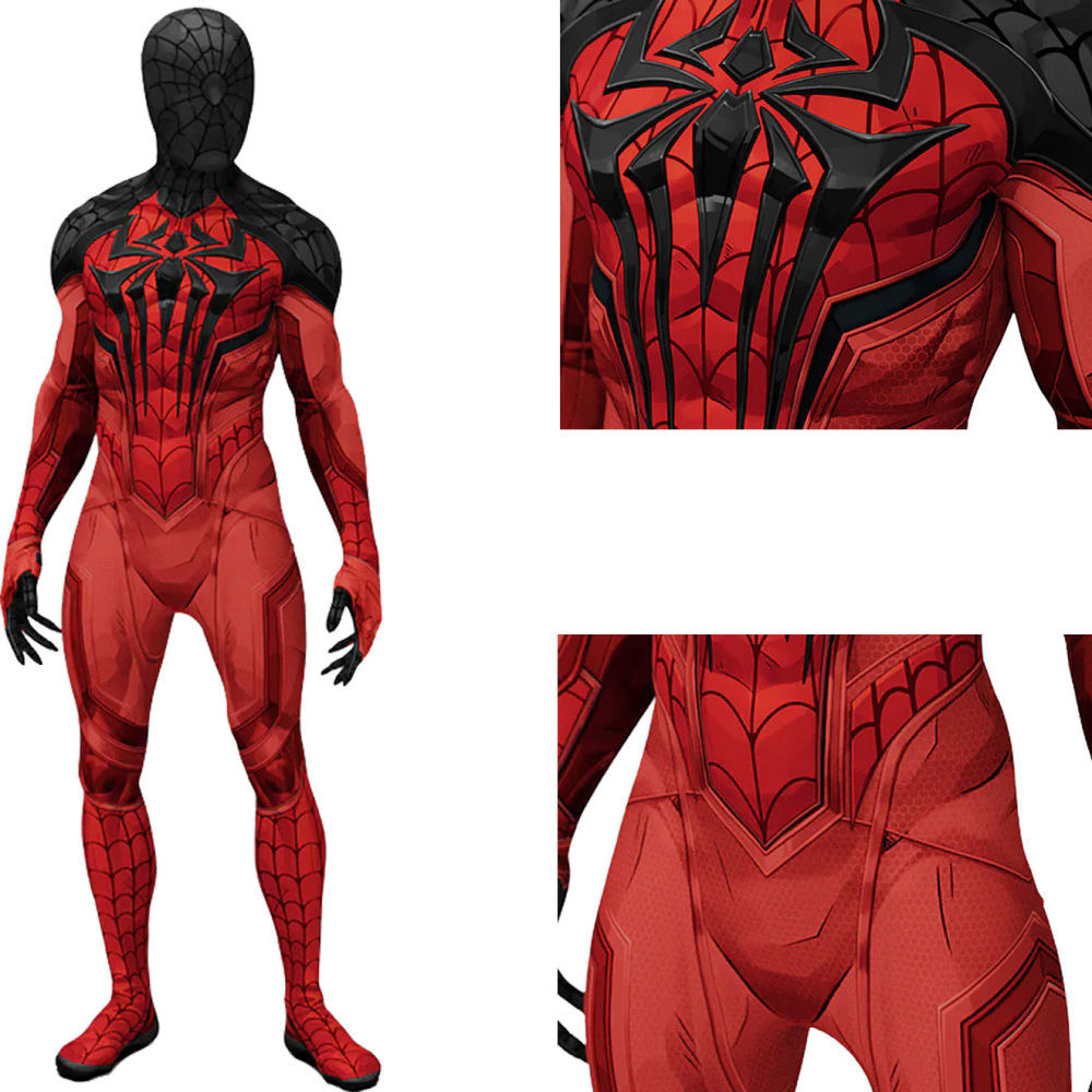 Spider-Man PS4 Scarlet Spider II Suit Superhero Cosplay Costume Adults Kids Takerlama