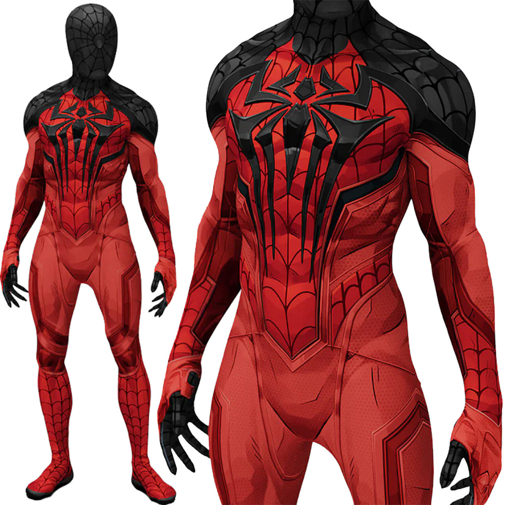 Spider-Man PS4 Scarlet Spider II Suit Superhero Cosplay Costume Adults Kids Takerlama