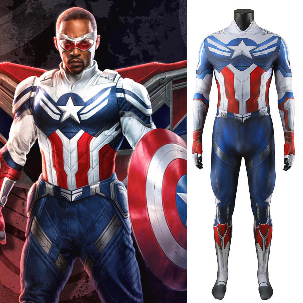 Captain America: Brave New World Superhero Sam Wilson Jumpsuit Cosplay Costume Takerlama