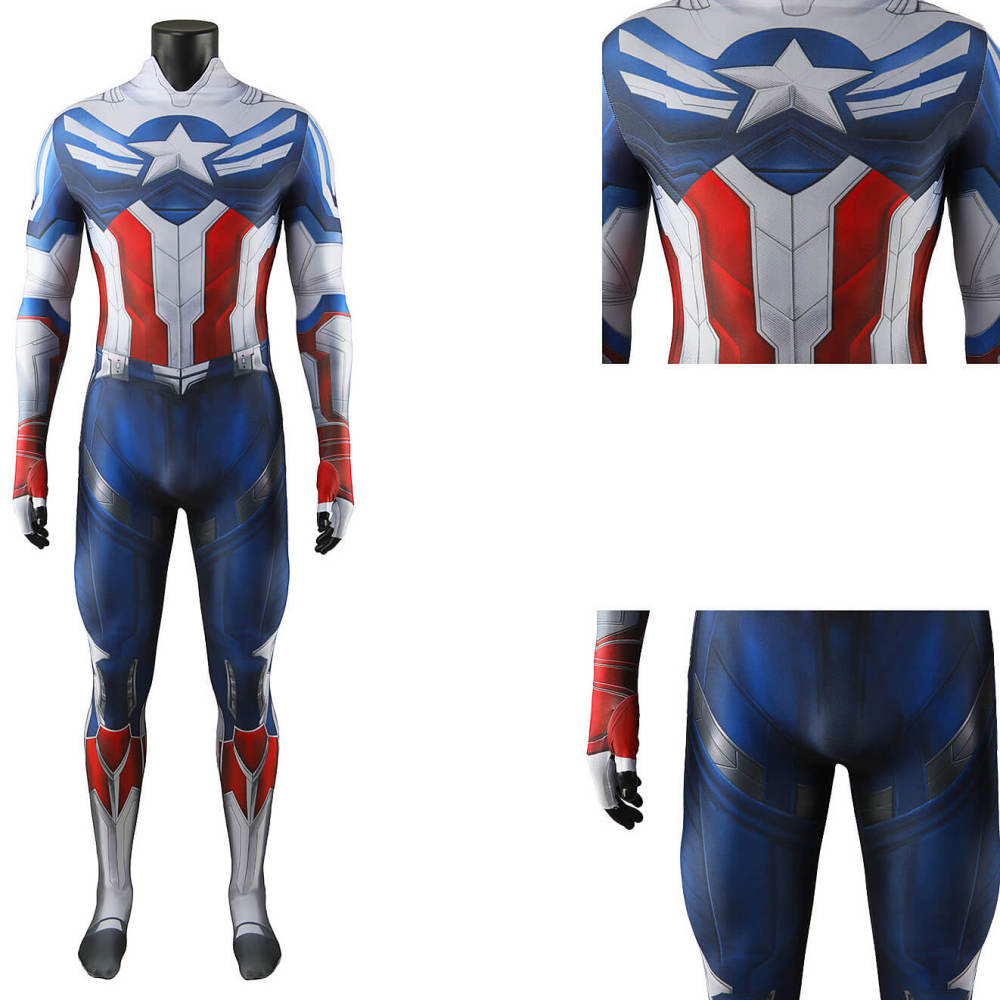Captain America: Brave New World Superhero Sam Wilson Jumpsuit Cosplay Costume Takerlama