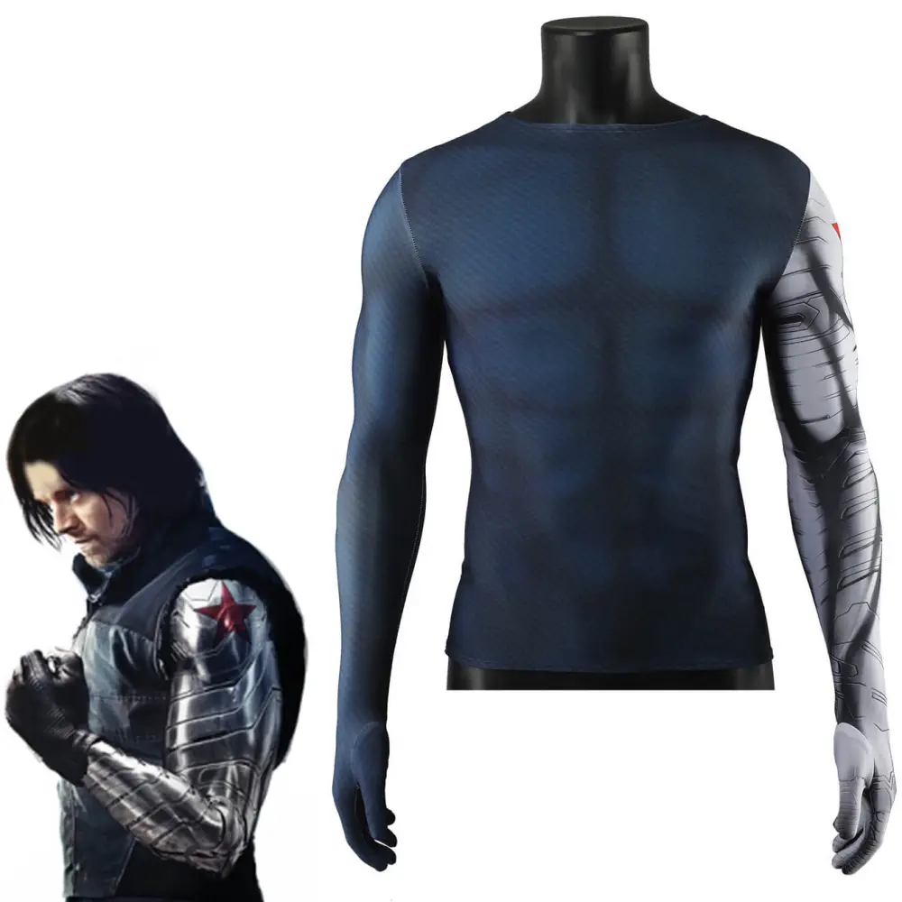 Captain America The Winter Soldier Bucky Barnes Cosplay Costume 3D