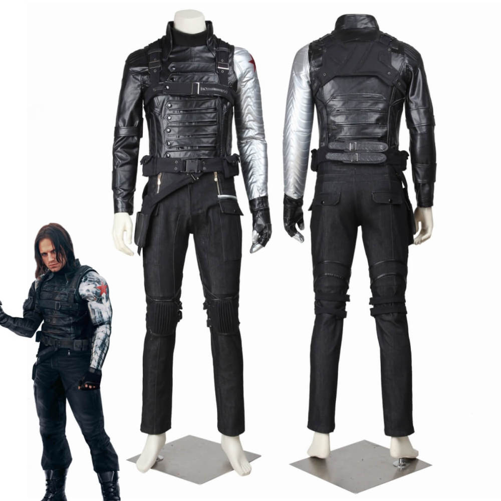 Captain America The Winter Soldier James Buchanan Bucky Barnes Cosplay Costume Deluxe Takerlama