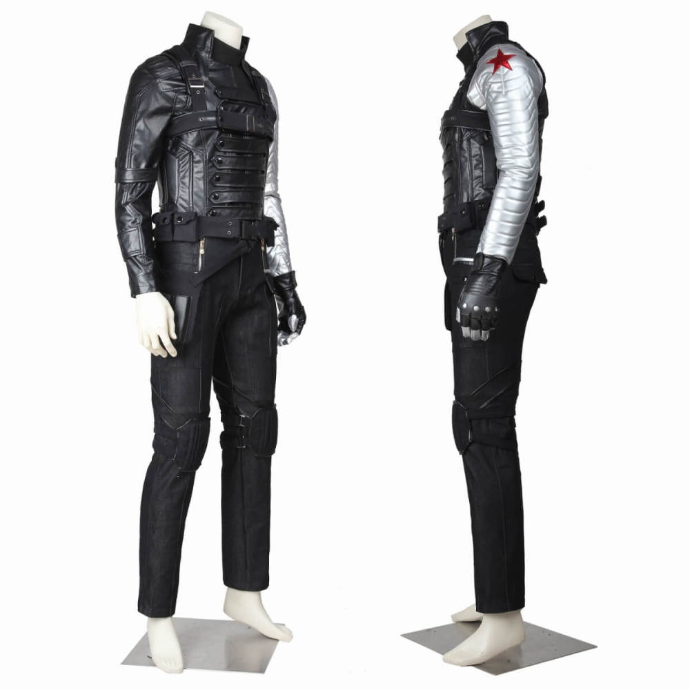 Captain America The Winter Soldier James Buchanan Bucky Barnes Cosplay Costume Deluxe Takerlama