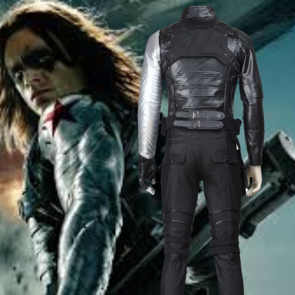 Captain America The Winter Soldier James Buchanan Bucky Barnes Cosplay Costume Deluxe Takerlama
