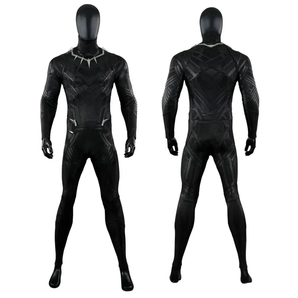 Marvel Black Panther Cosplay Costume T'Challa Jumpsuit Mask Boots Deluxe  Takerlama