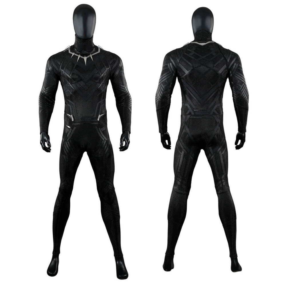 Black Panther Classic Suit Cosplay Costume T'Challa Jumpsuit Mask Boots Deluxe Takerlama